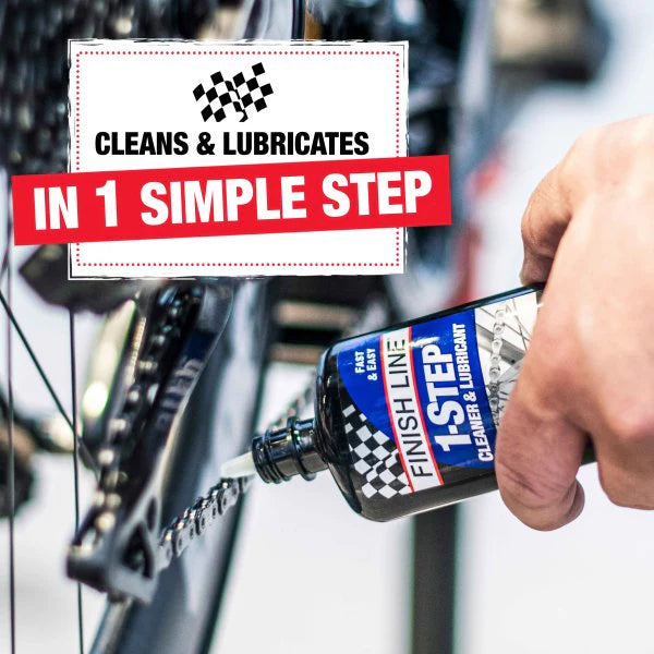 Finish Line 1-Step Cleaner and Bike Chain Lube - 4oz Drip Bicycle Lubricants
